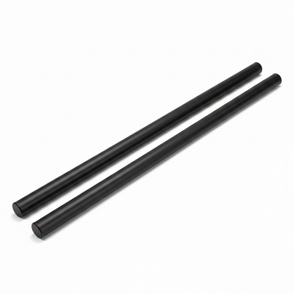 Two parallel black anodized bars with gap